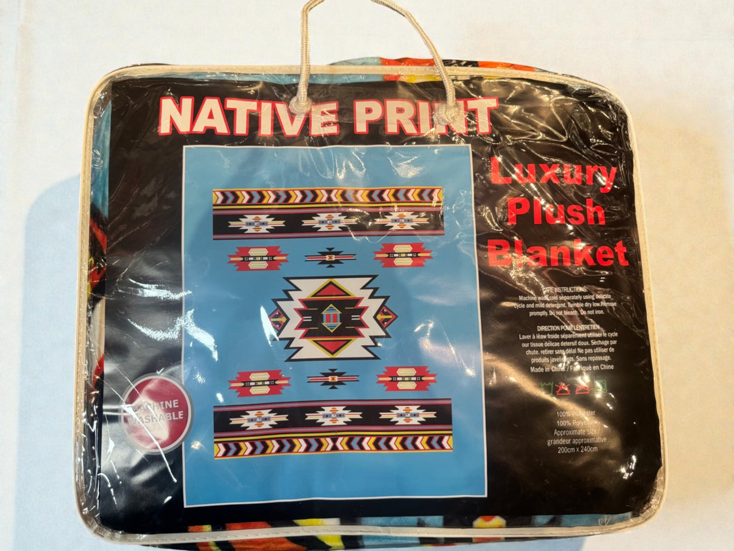 Blue Navajo Queen Size Blanket