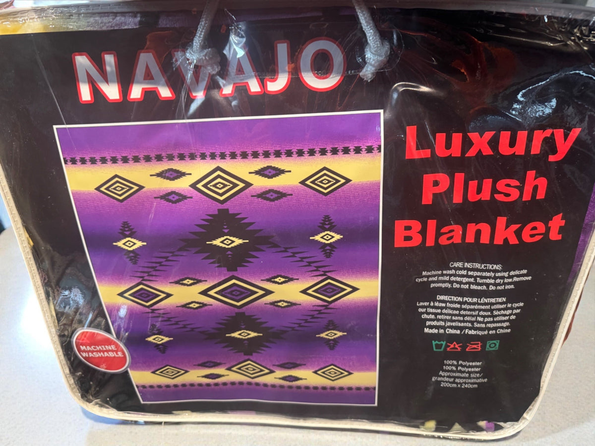 Purple&Yellow Navajo Queen Size Blanket