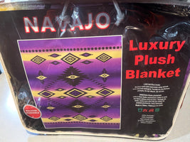 Purple&Yellow Navajo Queen Size Blanket
